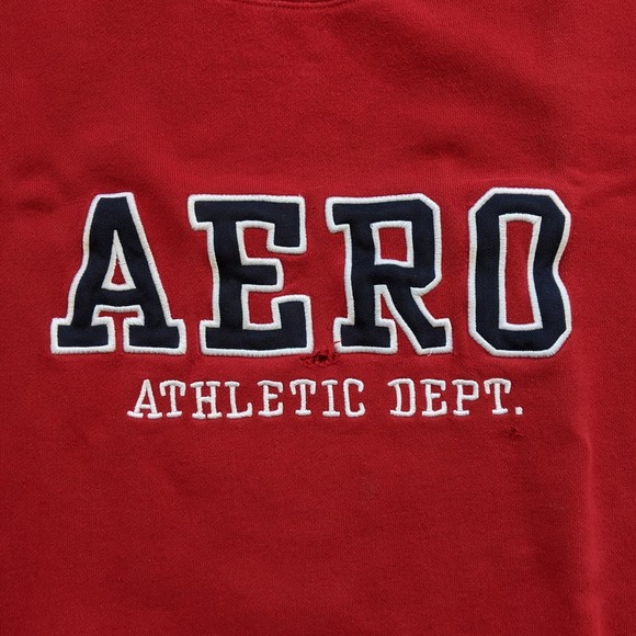 Men's Thrashed Destroyed Aeropostale Sweatshirt L Red Holes Grunge Skater Punk - Picture 15 of 15